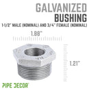 1 1/2 in. x  3/4 in. Galvanized Iron Bushing