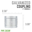 2 in. Galvanized Iron Coupling by PIPE DECOR