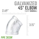 1 1/4 in. Galvanized Iron 45 Degree Elbow by PIPE DECOR