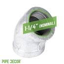 1 1/4 in. Galvanized Iron 45 Degree Elbow by PIPE DECOR