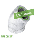3/4 in. Galvanized Iron 45 Degree Elbow by PIPE DECOR