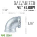 1 1/2 in. Galvanized Iron 90 Degree Elbow by PIPE DECOR