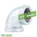 3/4 in. Galvanized Iron 90 Degree Elbow by PIPE DECOR