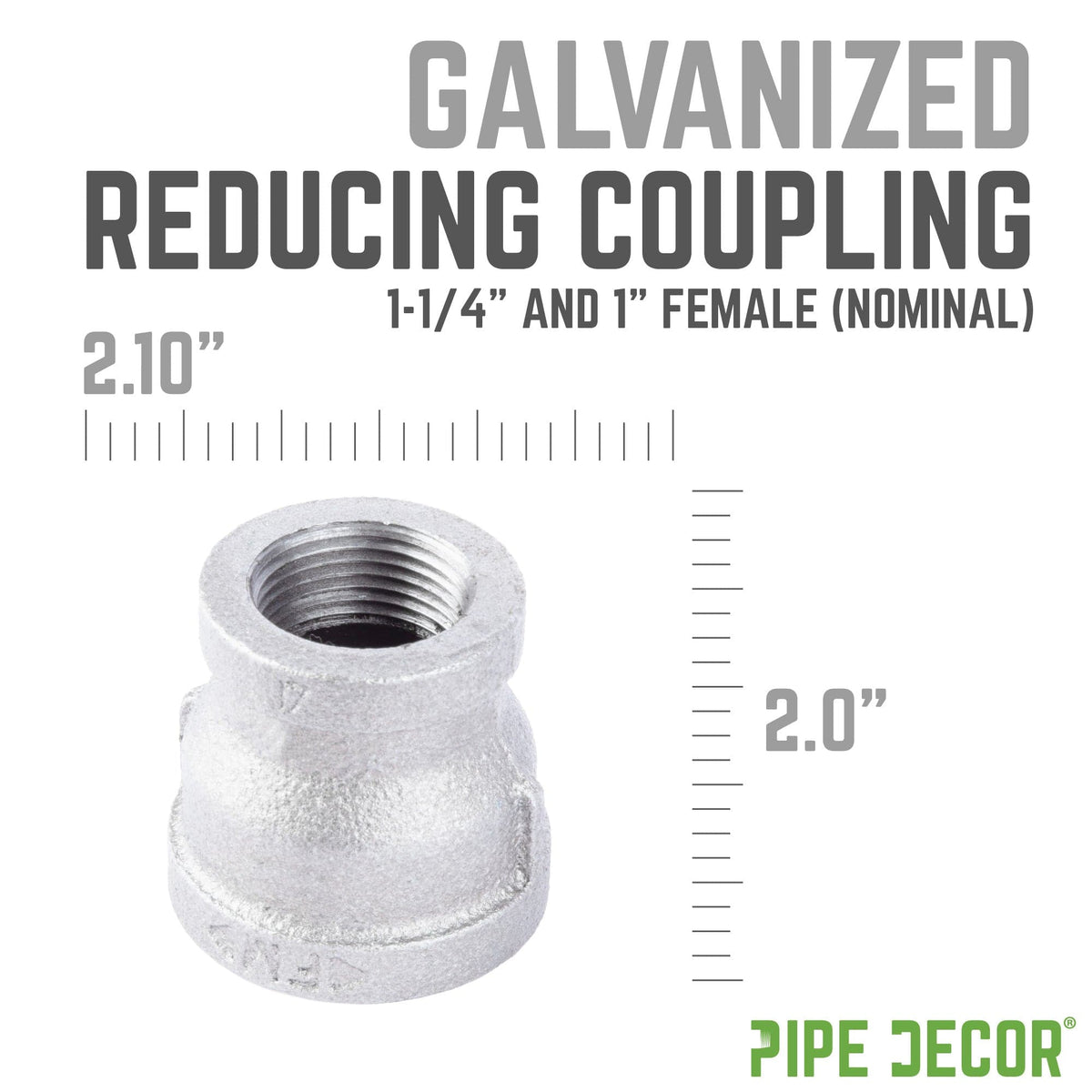 1 1/4 in. x 1 in. Galvanized Iron Reducing Coupling, photo 3 of 8