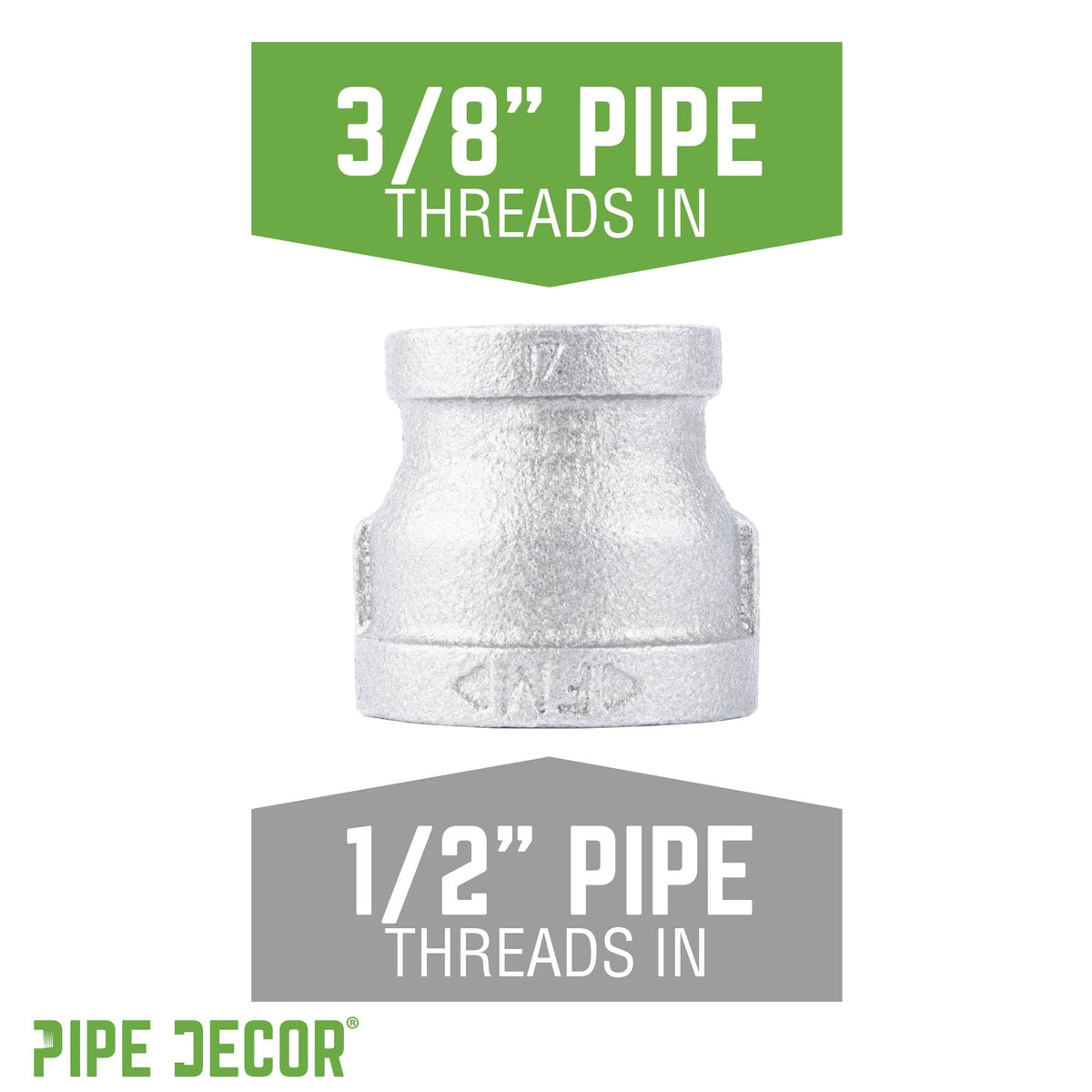 1/2 in. x 3/8 in. Galvanized Iron Reducing Coupling, photo 2 of 8