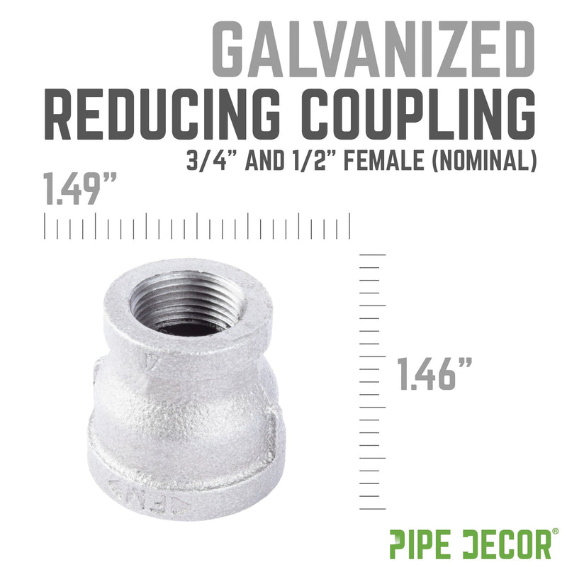 3/4 in. x 1/4 in. Galvanized Iron Reducing Coupling, photo 3 of 8