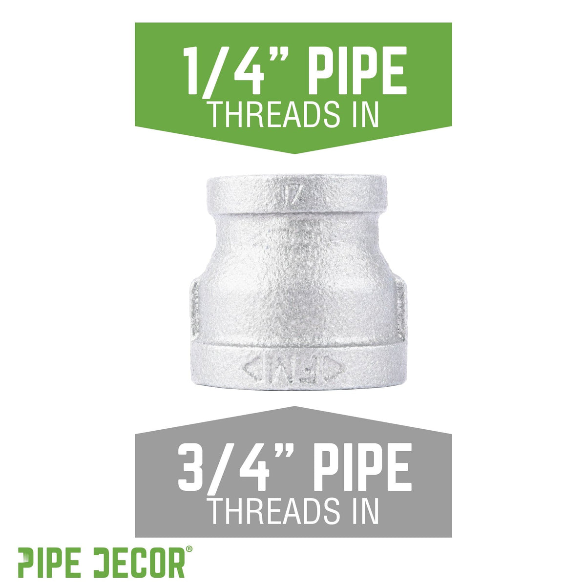 3/4 in. x 1/4 in. Galvanized Iron Reducing Coupling, photo 2 of 8