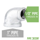 1 in. x 1/2 in. Galvanized Iron Reducing Elbow