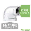 1 1/4 in. x 1 in. Galvanized Iron Reducing Elbow