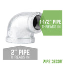 2 in. x 1 1/2 in. Galvanized Iron Reducing Elbow