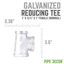 1 in. x 3/4 in. x 1 in. Galvanized Reducing Tee