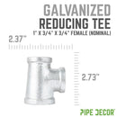 1 in. x 3/4 in. x 3/4 in. Galvanized Reducing Tee