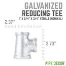 1 in. x 3/4 in. x 3/4 in. Galvanized Reducing Tee