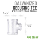 2 in. x  2 in. x 1 1/2 in. Galvanized Iron Reducing Tee