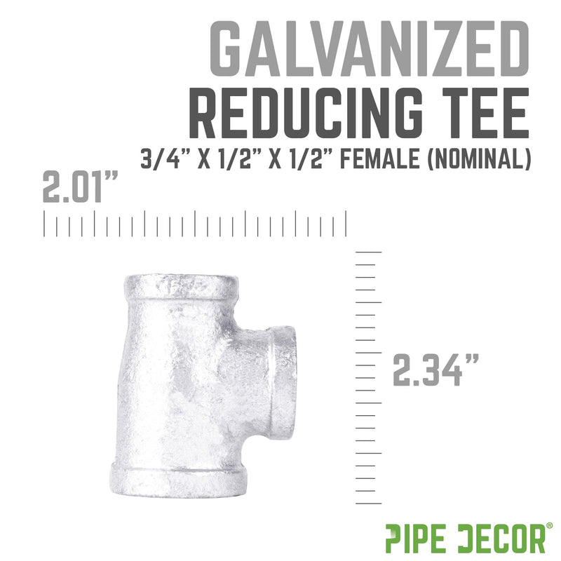 3/4 in. x 1/2 in. x 1/2 in. Galvanized Reducing Tee