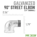 3/4 in. Galvanized Iron 90 Degree Street Elbow by PIPE DECOR