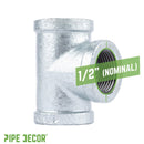 1/2 in. Galvanized Iron Tee by PIPE DECOR