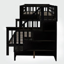 Bunk Bed With Twin Size Trundle, Storage And Guard Rail For Bedroom by HouseOfZazla