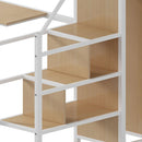 Twin Loft Bed with Desk and Storage Wardrobe, Heavy Duty Loft Bed with Stairs and Metal Grid, Twin Size Loft Bed, No Box Spring Needed, White Loft Bed Twin Size-White