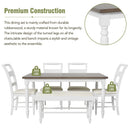 6-peice Dining Set with Turned Legs, Kitchen Table Set with Upholstered Dining Chairs and Bench,Retro Style, White