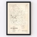 Vintage Map of Bridgewater County, Massachusetts 1848