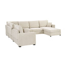 Modular 5 Seat U-Shape Sectional Sofa With Chaise Lounge, Built In Cup Holders And Storage Drawer