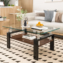 Modern Rectangular Coffee Table With Tempered Glass Top Layer, Table For Living Room - Transparent by HouseOfZazla
