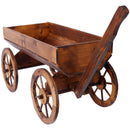 Wood Wagon Flower Planter Pot Stand With Wheels