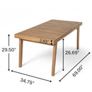 7-Piece Outdoor Patio Dining Set, 69" Acacia Wood Rectangular Table & 6 Chairs by HouseOfZazla