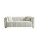 79.92" Modern Vertical Channel Tufted Velvet Sofa,Comfortable Sofa for Living Room-White