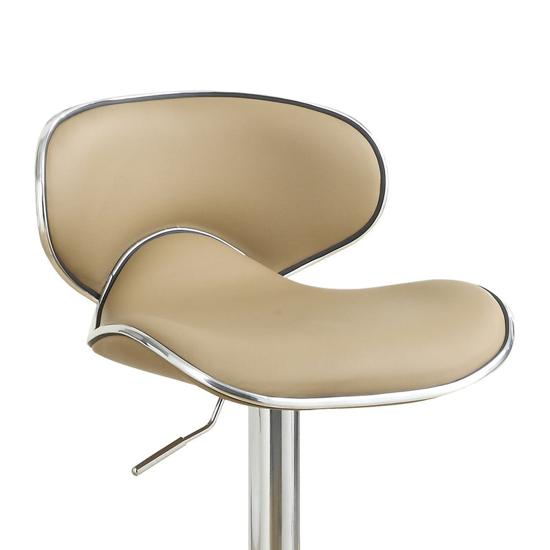 Adjustable Brown Faux Leather Bar Stools, Set of 2