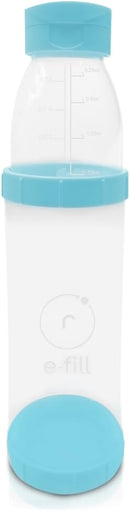 Re-Fill Powder Container To-Go, 2-Compartment Powder Travel Dispenser with Measurements - Powder Container for Protein Powder and Pre-Workout to use On-The-Go (Blue) by TinyTreasures Baby Boutique