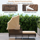 Outdoor Daybed with Retractable Canopy PE Wicker Rattan Patio Lounger