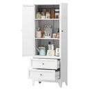 Pantry Cabinet With 2 Drawers, Freestanding Kitchen Storage Cabinet With Adjustable Shelves, Heavy-Duty Organizer For Spices, Dishware, Small Appliances - White by HouseOfZazla