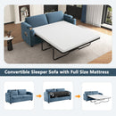 Sleeper Sofa Loveseat Sofa With Full Size Mattress, 2 USB Ports, 2 Cup Holders, 2 Side Pockets And Phone Holder