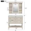 Bathroom Vanity With Medicine Cabinet, Storage Cabinet With 4 Drawers, Adjustable Shelf Mirror by Unique Piece Furniture