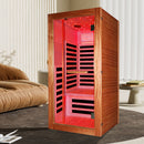 Single Person Sauna Room With LED Lighting, Epoxy Heating Plates, And Compact Design - American White Oak by HouseOfZazla