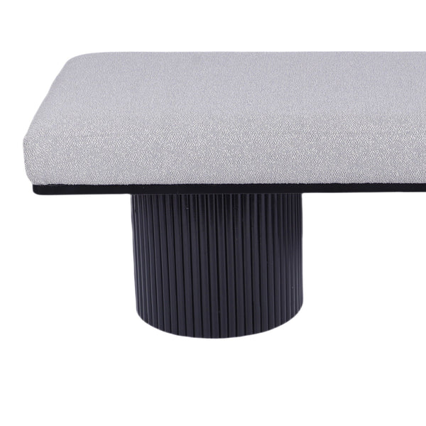Upholstered Bench With Black Chunky Legs Boucle Contemporary Style Bed-End Bench For Bedroom Living Room - Light Gray, photo 2 of 9