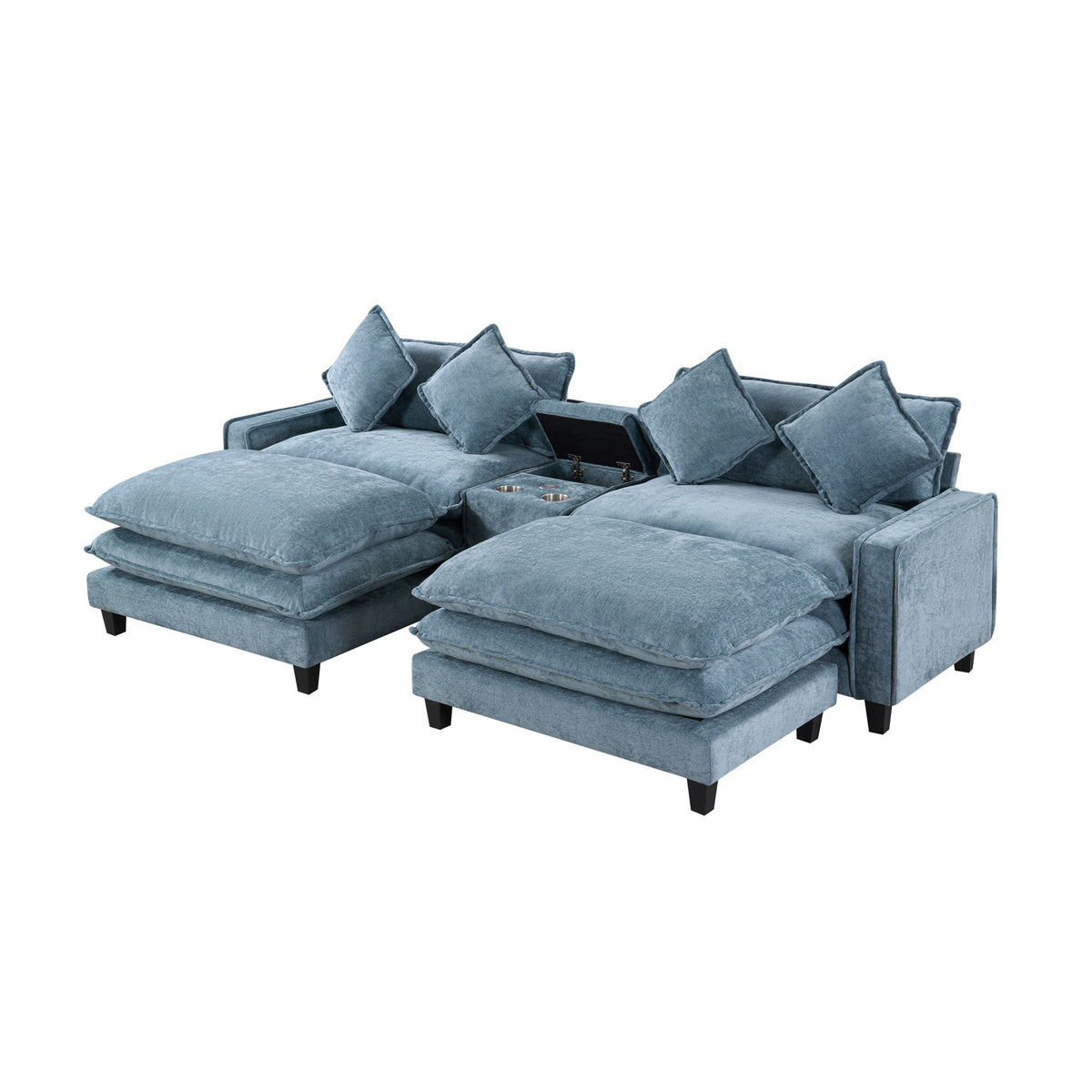 Modern Sectional Sofa With Removable Ottomans, USB Ports, photo 12 of 40
