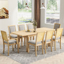 Topmax - Rustic Extendable Dining Table Set With Removable Leaf, 6 Upholstered Armless Dining Chairs And 2 Padded Arm Chairs, 9 Pieces by HouseOfZazla