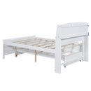 Full Size Platform Bed With Storage LED Headboard, Twin Trundle And 3 Drawers - White by HouseOfZazla
