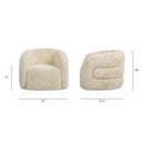 Colt - Fur Swivel Upholstered Barrel Accent Arm Chair - Cream Beige by HouseOfZazla
