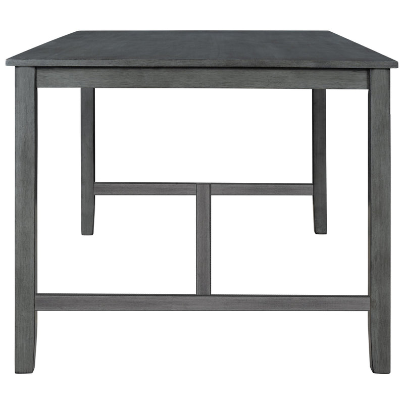 6 Piece Wooden Dining Table set, Kitchen Table set with 4 Chairs and Bench, Farmhouse Rustic Style,Gray