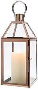 JHY Design Rose Gold Decorative Lanterns 16 inch High Stainless Steel Candle Lanterns with Tempered Glass for Indoor Outdoor Events Parities and Weddings by CozyNest Decor