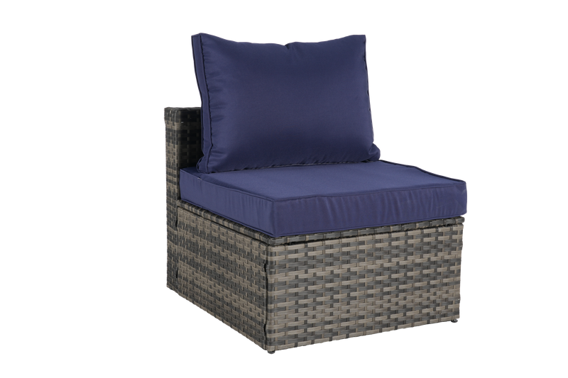 8 Piece Outdoor Patio Sofa Set, Sectional L- Shaped Patio Furniture Wicker Patio Conversation Set with Curved Sofa  Ottoman & Glass Top Table for Backyard Poolside