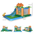 6-in-1 Tropical Inflatable Water Slide Summer Theme Jumping Castle Includes Floating Ball Slide Trampoline Pool Cannon Climbing Wall with Carry Bag, Repair Patches and 450W Air Blower