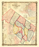 Vintage Map of Bergen County, New Jersey 1861