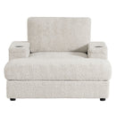Oversized Chaise Lounge Indoor Rabbit Fur Sofa Bed With Storage Ottoman And Armrests Cup Holders With Deep Seat by HouseOfZazla