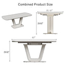 Modern Industrial Style Expandable Dining Table With U Shaped Legs - Antique Gray White by HouseOfZazla