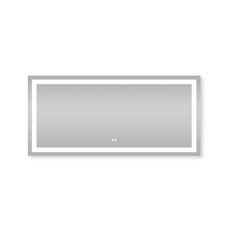 60 in. W x 28 in. H Rectangular Frameless LED Light Wall Vertical/Horizontal Bathroom Vanity Mirror in Aluminum